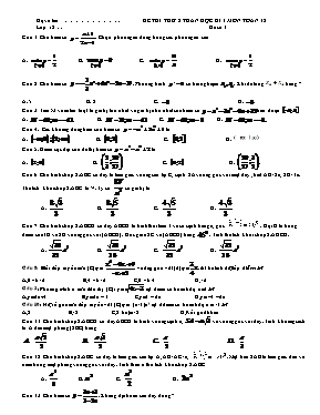 4 Đề thi thử 8 tuần học kì I môn Toán Lớp 12
